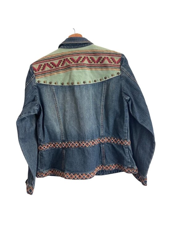 Coldwater Creek Women Western Boho Denim Jacket Size PS Southwestern Embroidered - Picture 2 of 13